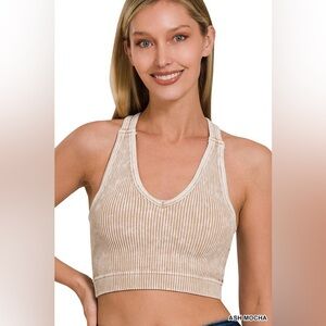 Zenana Outfitters Ash Mocha Ribbed Bralette